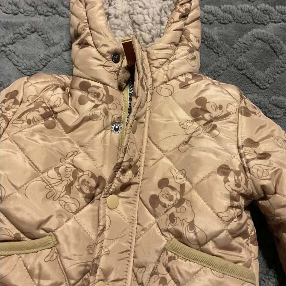 Disney Tan and Brown Puffer Jacket Weather-Resistant